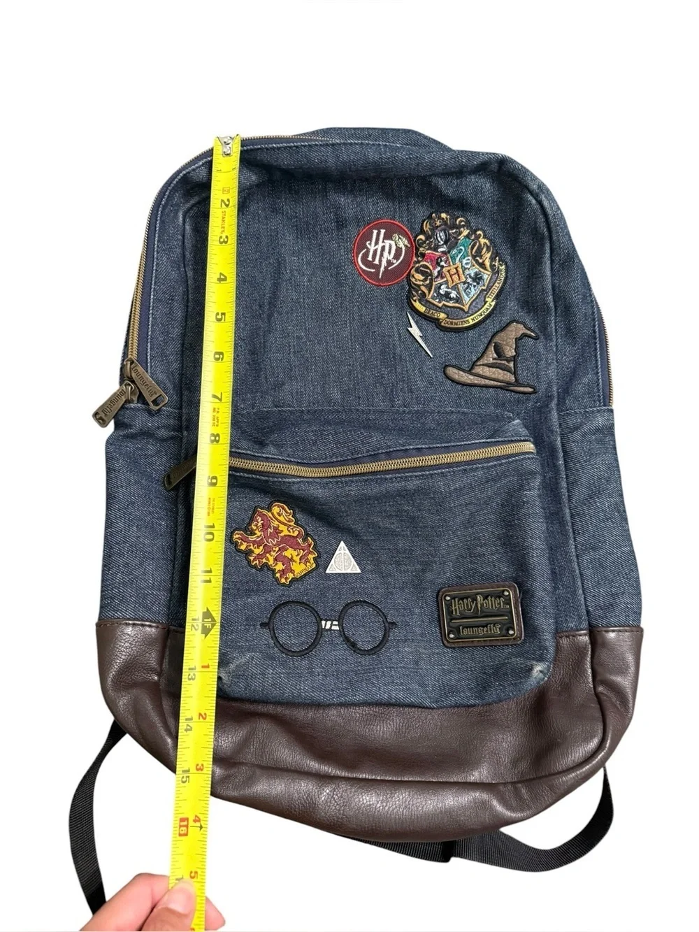 Loungefly x Harry Potter Denim Backpack with Faux Leather Trim